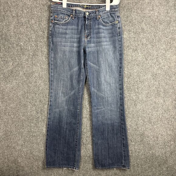 7 For all Mankind Jeans Mens Size 33 Blue Bootcut - Picture 1 of 10